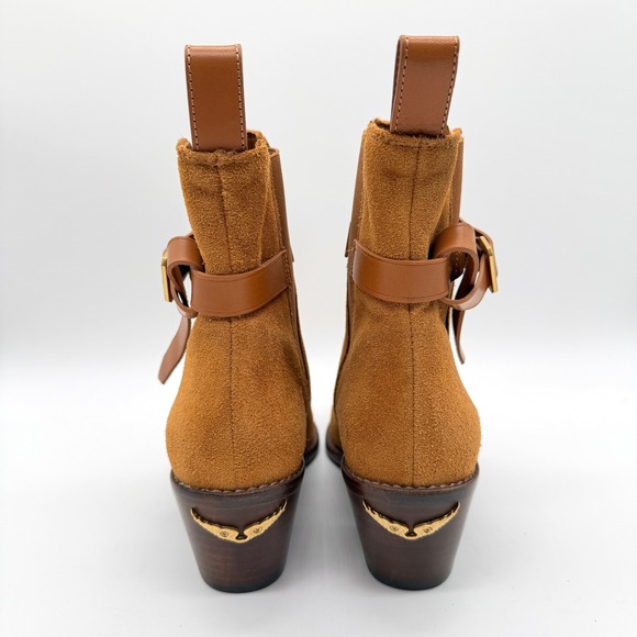 Zadig & Voltaire Tyler Cecilia Boots Women 37 Brown Suede Western Buckle Pointed - Picture 3 of 12